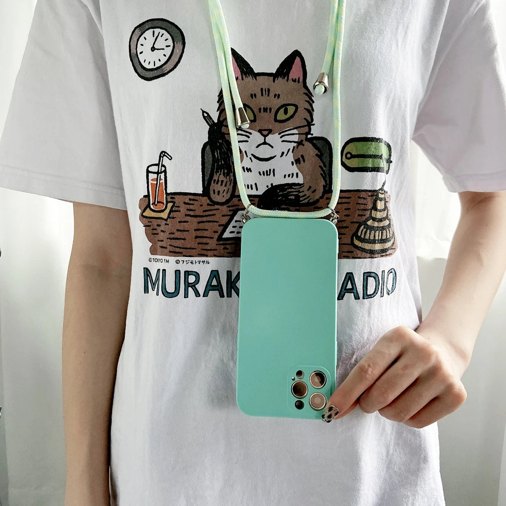 Crossbody Lanyard Strap Rope Phone Case For Samsung Galaxy A06 A05s A04e A03 A02 A01 A70 A50 A30 A20S A10 Necklace Cover