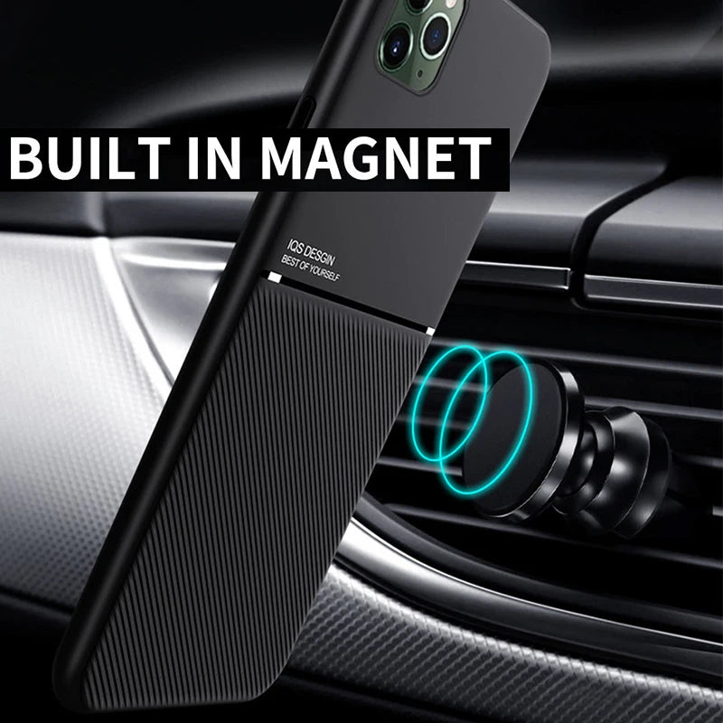 Magnetic Car Phone Case for iPhone 17 14 11 13 16 Pro MAX 12 Mini 15 Plus Built-in Magnet Metal Soft TPU Shockproof Cover