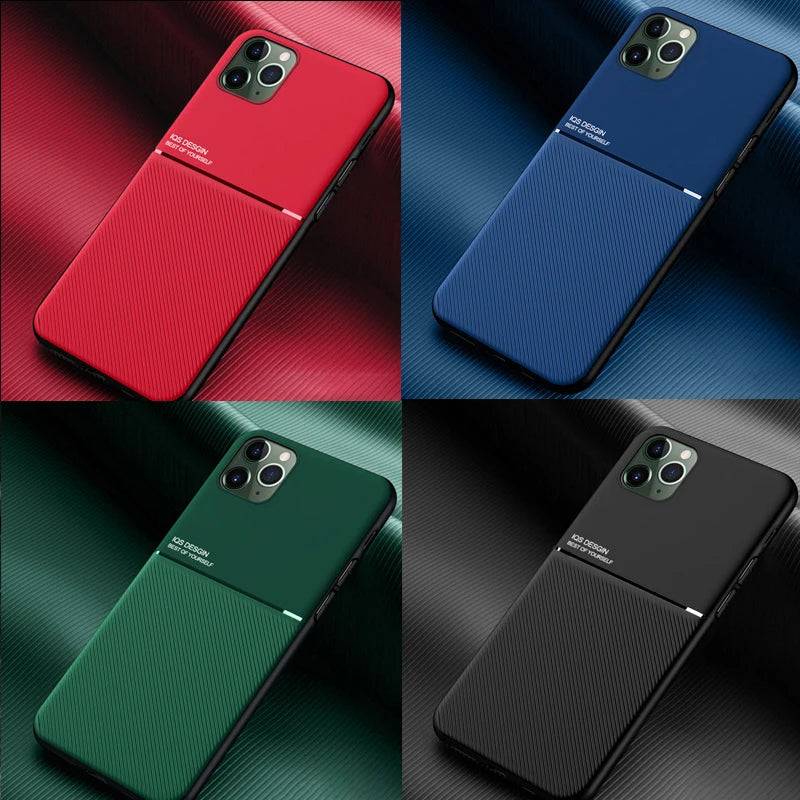 Magnetic Car Phone Case for iPhone 17 14 11 13 16 Pro MAX 12 Mini 15 Plus Built-in Magnet Metal Soft TPU Shockproof Cover