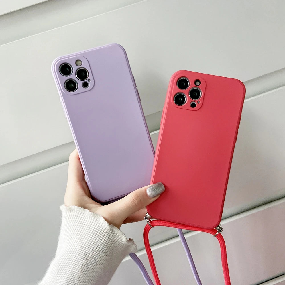 Crossbody Lanyard Strap Rope Phone Case For Samsung Galaxy A06 A05s A04e A03 A02 A01 A70 A50 A30 A20S A10 Necklace Cover