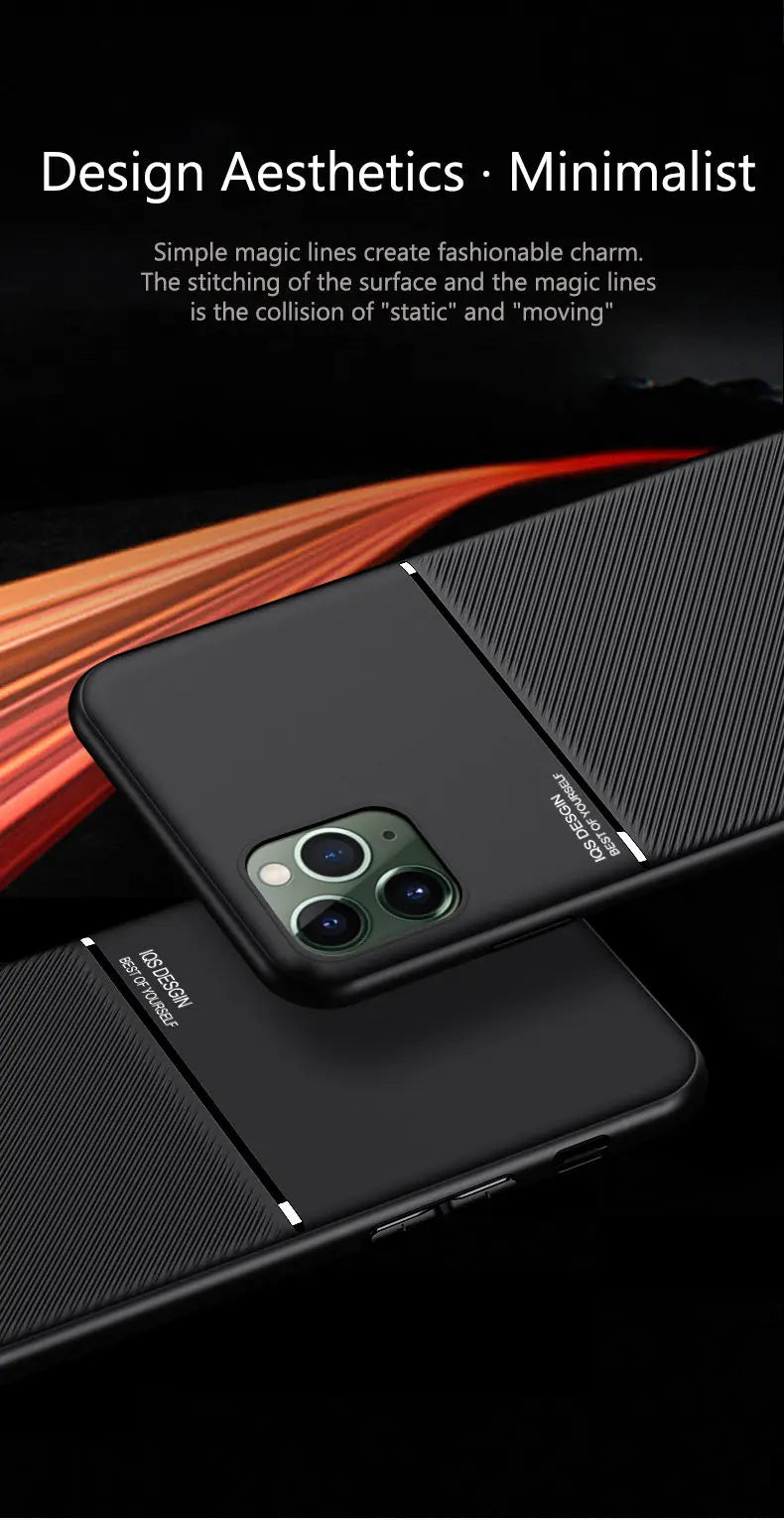 Magnetic Car Phone Case for iPhone 17 14 11 13 16 Pro MAX 12 Mini 15 Plus Built-in Magnet Metal Soft TPU Shockproof Cover