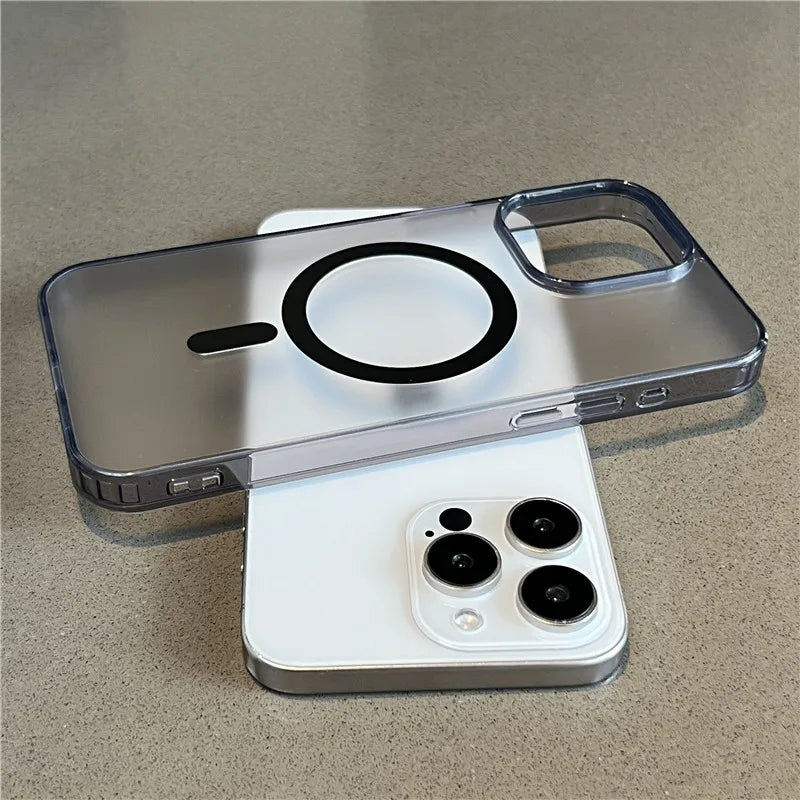For Magsafe Magnetic Wireless Charge Case For iPhone 17 16 15 14 13 12 11 Pro Max Mini Plus Transparent Shockproof Bumper Cover