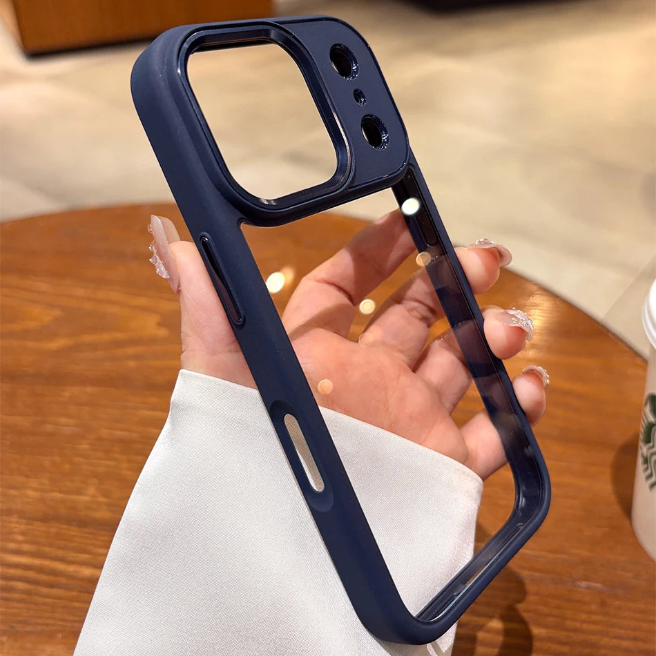 New Luxury Transparent Phone Case for iPhone 17 16 15 14 13 Pro Max Plus 17Pro Acrylic PC Hard Shockproof Cover for iPhone 17Air