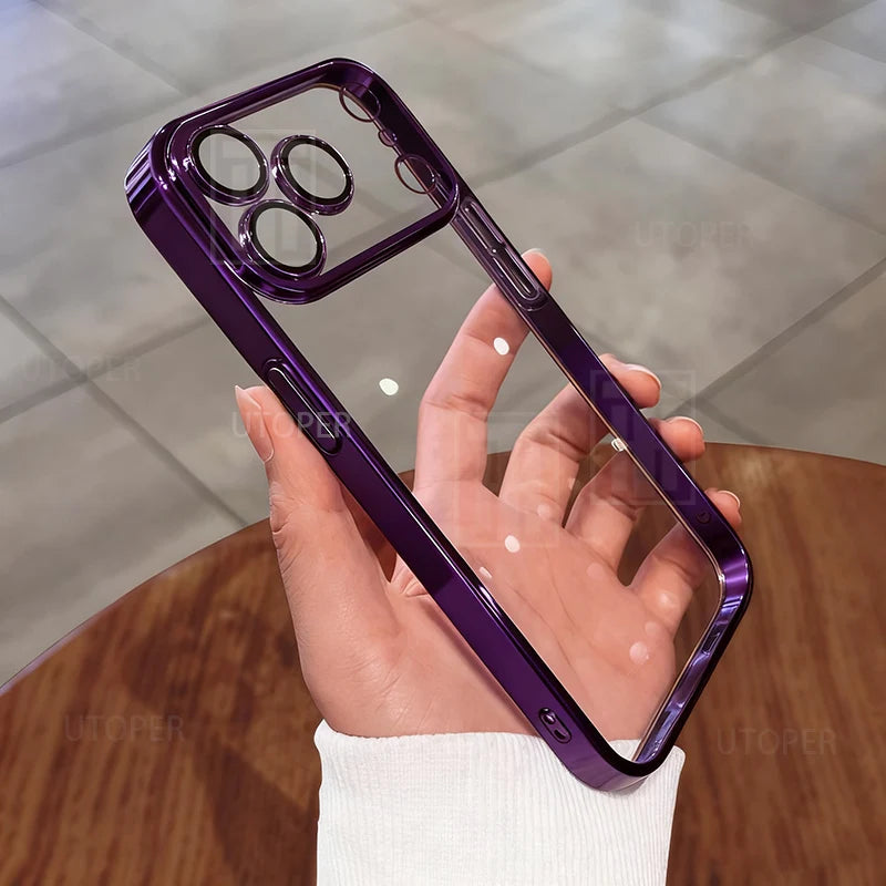 Colorful Border Clear Plating Soft 17 Phone Case for iPhone 17 Air 16 15 14 13 12 11 Pro Max Plus Soft TPU Lens Protect Cover