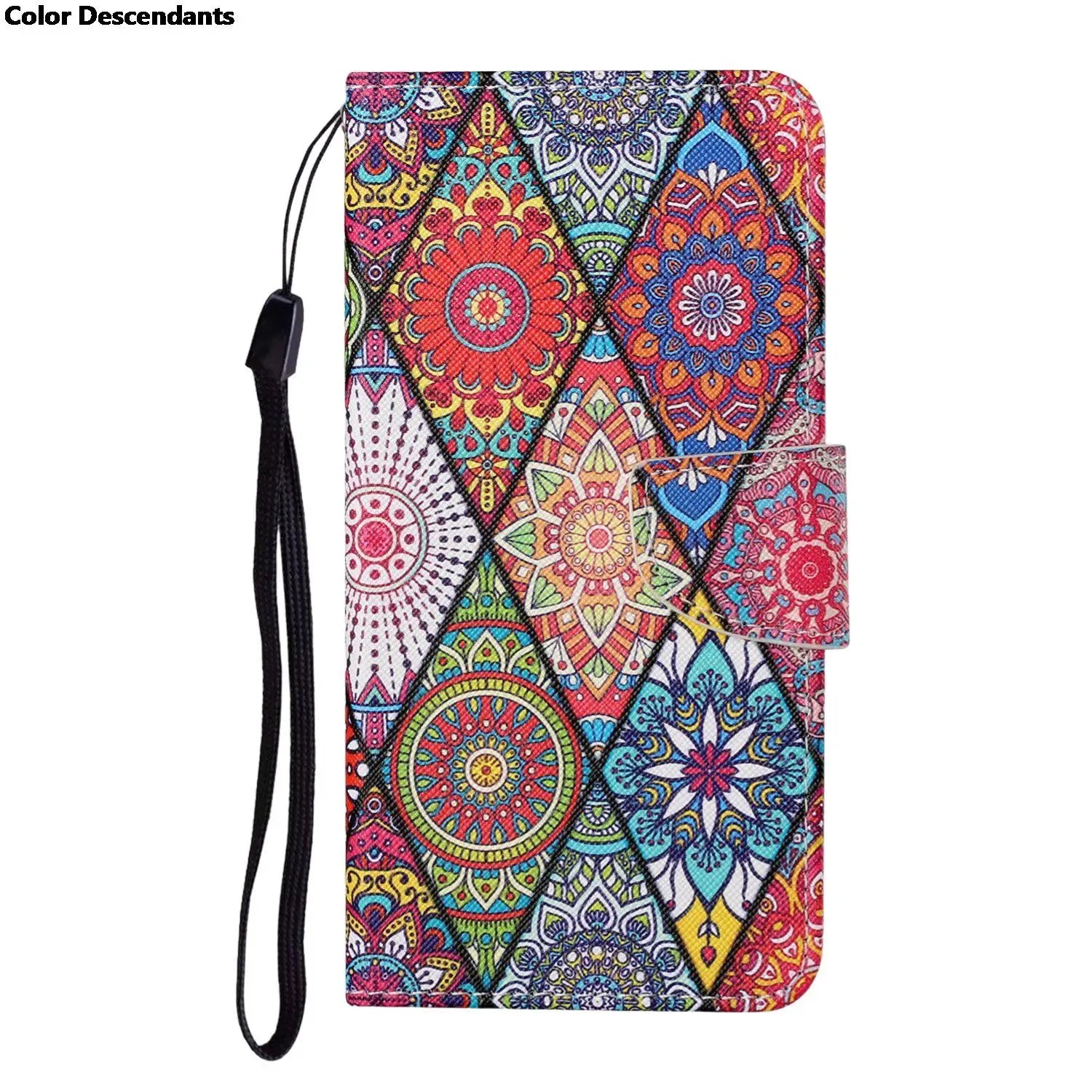 Painted Leather Case For iPhone 12 13 Pro Max mini SE 2020 15 Flip Wallet Card Slot Holder Phone Book Cover Flower Butterfly Cat