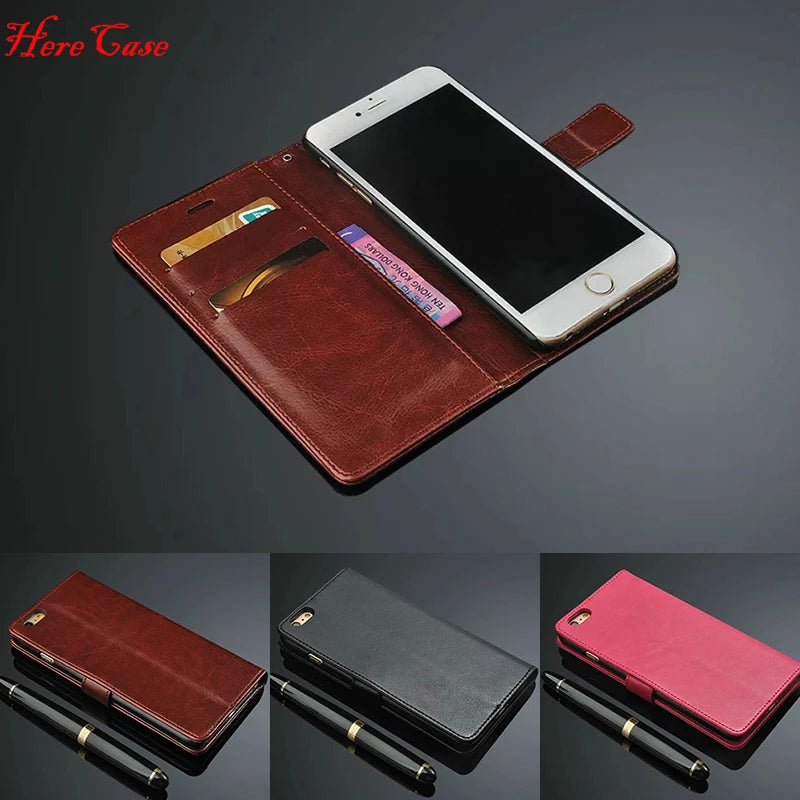 For iPhone 7 Cases 5s 6s plus 5 SE Case Flip Wallet Genuine Leather Cover For iPhone X 6 Cover  Stand Function 3 Card Holder