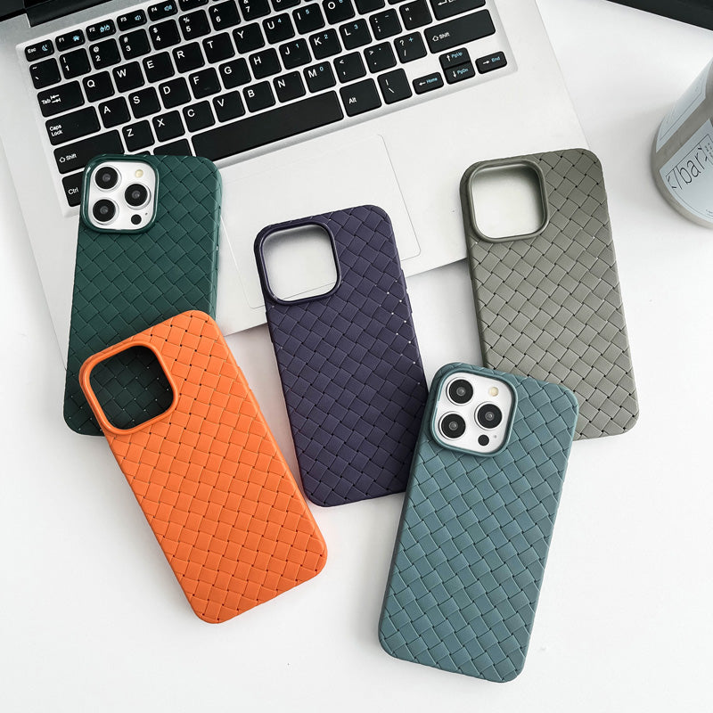 Braided Textured Phone Case for IPhone 17 16E 15 14 12 13 Pro Max Liquid Silicone Knitted Pattern Breathable Cooling Back Cover