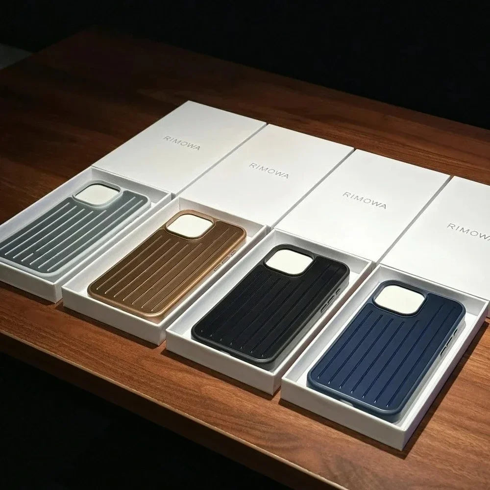 3D Corrugated Stripe Stylish Business Luggage Phone Case for IPhone 16 15 14 13 ProMax Cover Hard Shockproof Bumper Luxury Funda