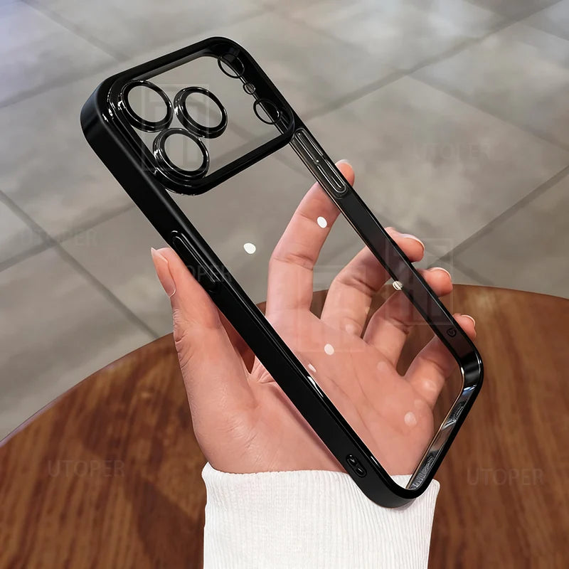 Colorful Border Clear Plating Soft 17 Phone Case for iPhone 17 Air 16 15 14 13 12 11 Pro Max Plus Soft TPU Lens Protect Cover