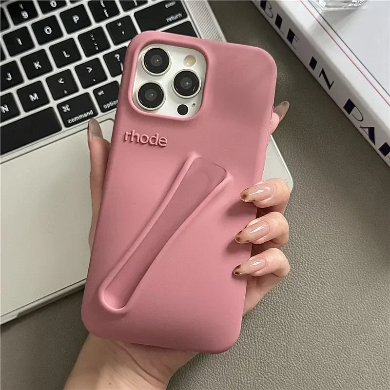 Lemontini Yellow Portable Lip Gloss Silicone Phone Case for IPhone 17 11 12 13 14 15 16 Pro Max Plus Lipstick Shockproof Cover