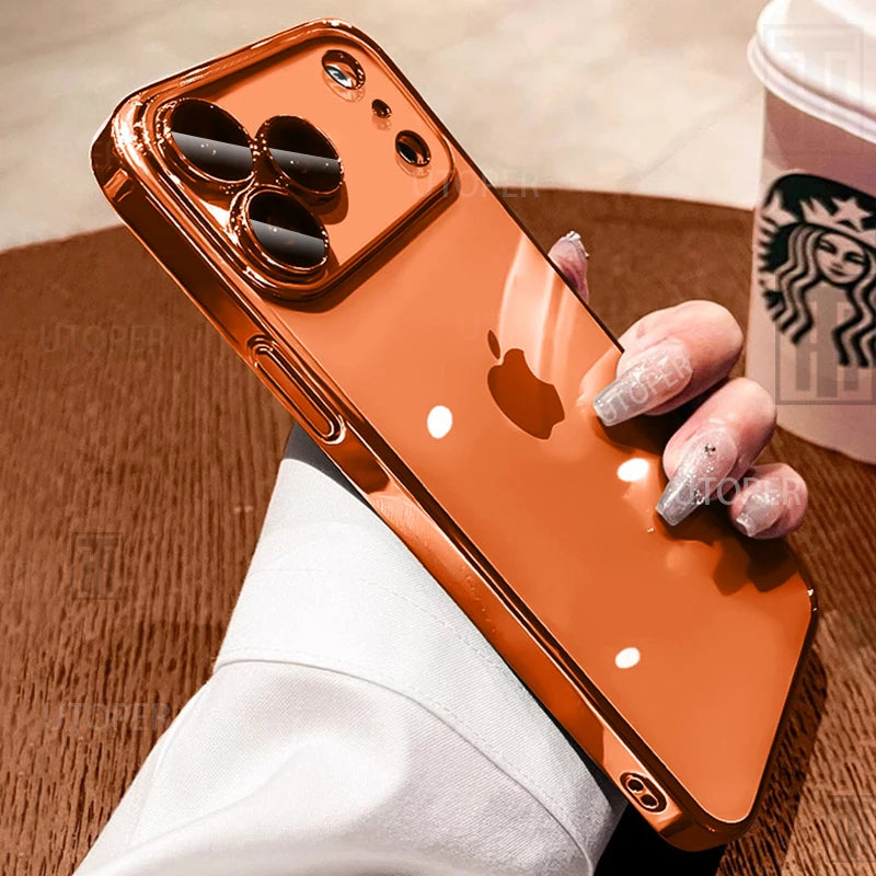 Colorful Border Clear Plating Soft 17 Phone Case for iPhone 17 Air 16 15 14 13 12 11 Pro Max Plus Soft TPU Lens Protect Cover