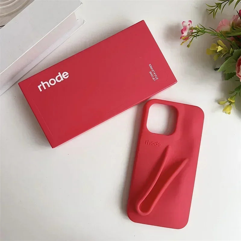 Lemontini Yellow Portable Lip Gloss Silicone Phone Case for IPhone 17 11 12 13 14 15 16 Pro Max Plus Lipstick Shockproof Cover