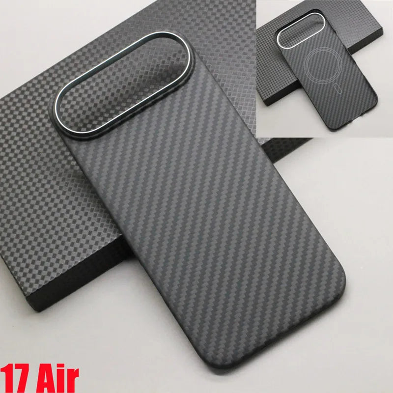 Amstar Magnetic Carbon Fiber Case for iPhone 17 Pro Max / 17 Pro Magsafe Case Aramid Fiber Magnetic Cover for iPhone 17 Air / 17