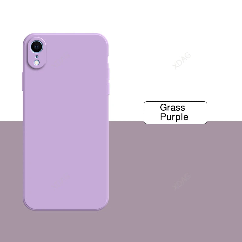 Original Square Phone Case for iPhone XR 5G Soft Back Cover Cute Liquid Silicone Shockproof Accessories Funda High Qualtiy Shell