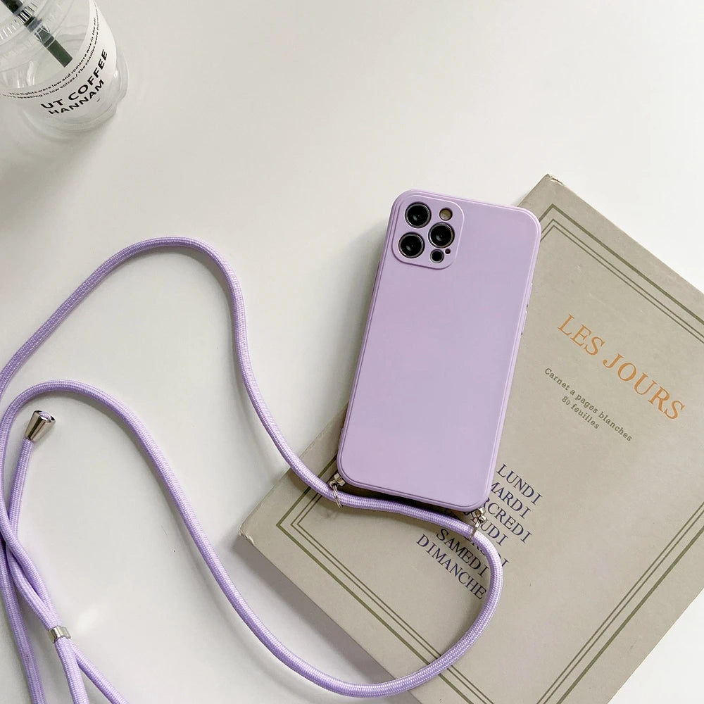 Crossbody Lanyard Strap Rope Phone Case For Samsung Galaxy A06 A05s A04e A03 A02 A01 A70 A50 A30 A20S A10 Necklace Cover
