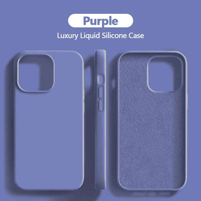Luxury Liquid Silicone Case For iPhone 15 14 13 12 11 Pro Max Soft Cases For iPhone 12 13 mini X XR XS 8 7 Plus Shockproof Cover