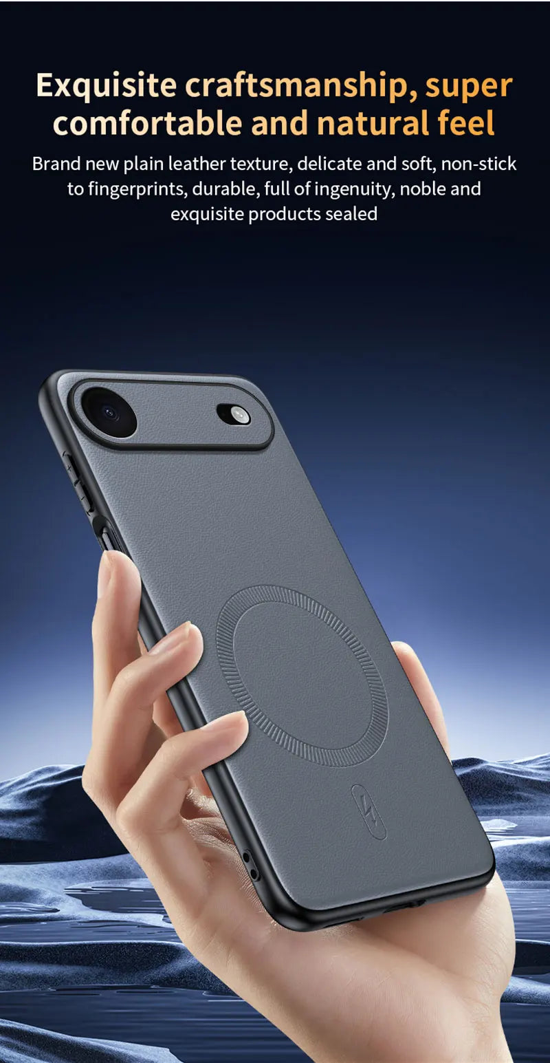 For Iphone 17 Air Case Magnetic Leather Shield Cover For Iphone 17 Air Anti-Fingerprint Non-Slip PC+TPU