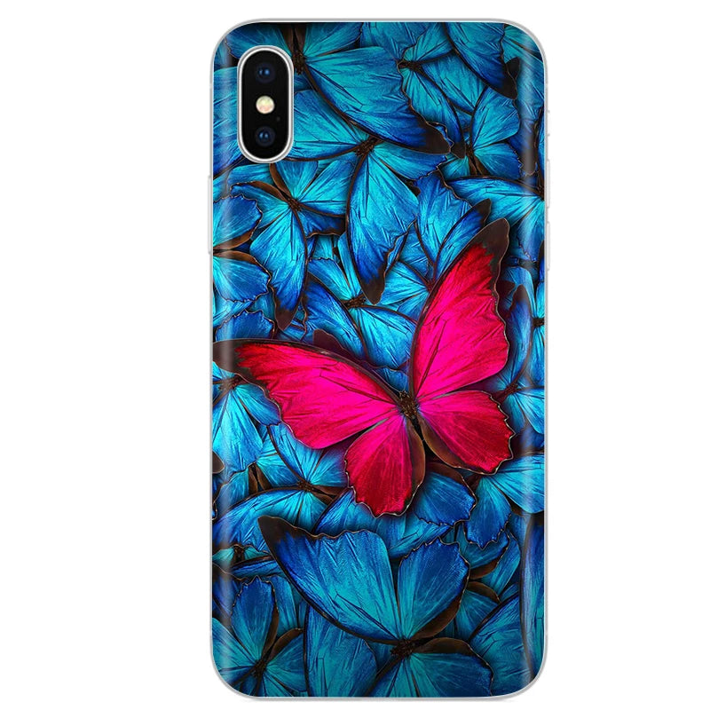 Cute Animal Flower Silicone Case for Iphone XR Case X Xs Max Simple Silicone Case for Iphone X Xs Max Xr Soft Cover Coque Shell