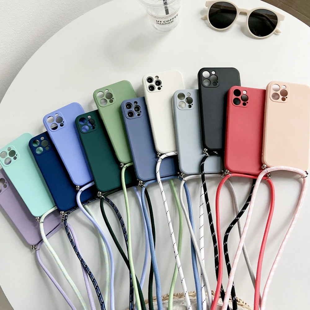 Crossbody Lanyard Strap Rope Phone Case For Samsung Galaxy A06 A05s A04e A03 A02 A01 A70 A50 A30 A20S A10 Necklace Cover