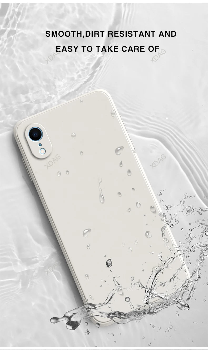 Original Square Phone Case for iPhone XR 5G Soft Back Cover Cute Liquid Silicone Shockproof Accessories Funda High Qualtiy Shell