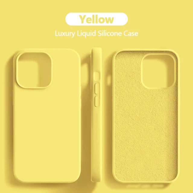 Luxury Liquid Silicone Case For iPhone 15 14 13 12 11 Pro Max Soft Cases For iPhone 12 13 mini X XR XS 8 7 Plus Shockproof Cover