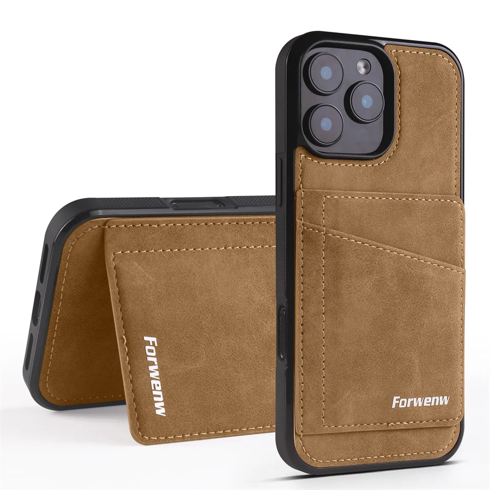 Luxury Leather Case For iPhone 16 15 14 13 12 11 Pro Max Case Cover For iPhone 16 15 14 Plus IP 16E 17 Air Phone Case Flip Cover