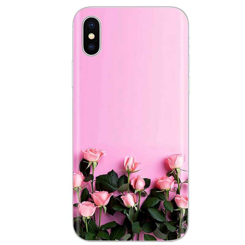 Cute Animal Flower Silicone Case for Iphone XR Case X Xs Max Simple Silicone Case for Iphone X Xs Max Xr Soft Cover Coque Shell