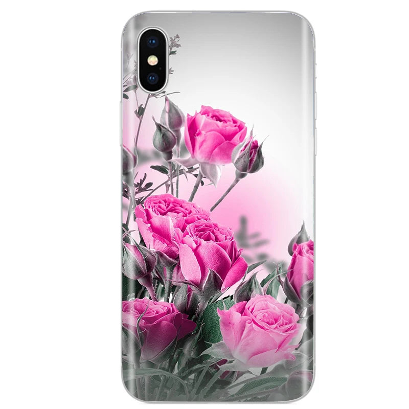 Cute Animal Flower Silicone Case for Iphone XR Case X Xs Max Simple Silicone Case for Iphone X Xs Max Xr Soft Cover Coque Shell