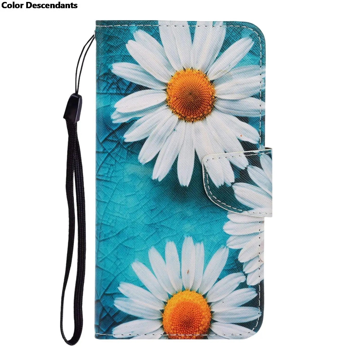 Painted Leather Case For iPhone 12 13 Pro Max mini SE 2020 15 Flip Wallet Card Slot Holder Phone Book Cover Flower Butterfly Cat