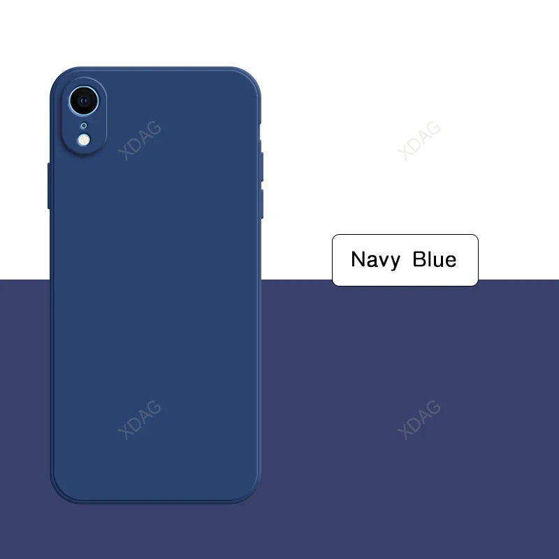 Original Square Phone Case for iPhone XR 5G Soft Back Cover Cute Liquid Silicone Shockproof Accessories Funda High Qualtiy Shell