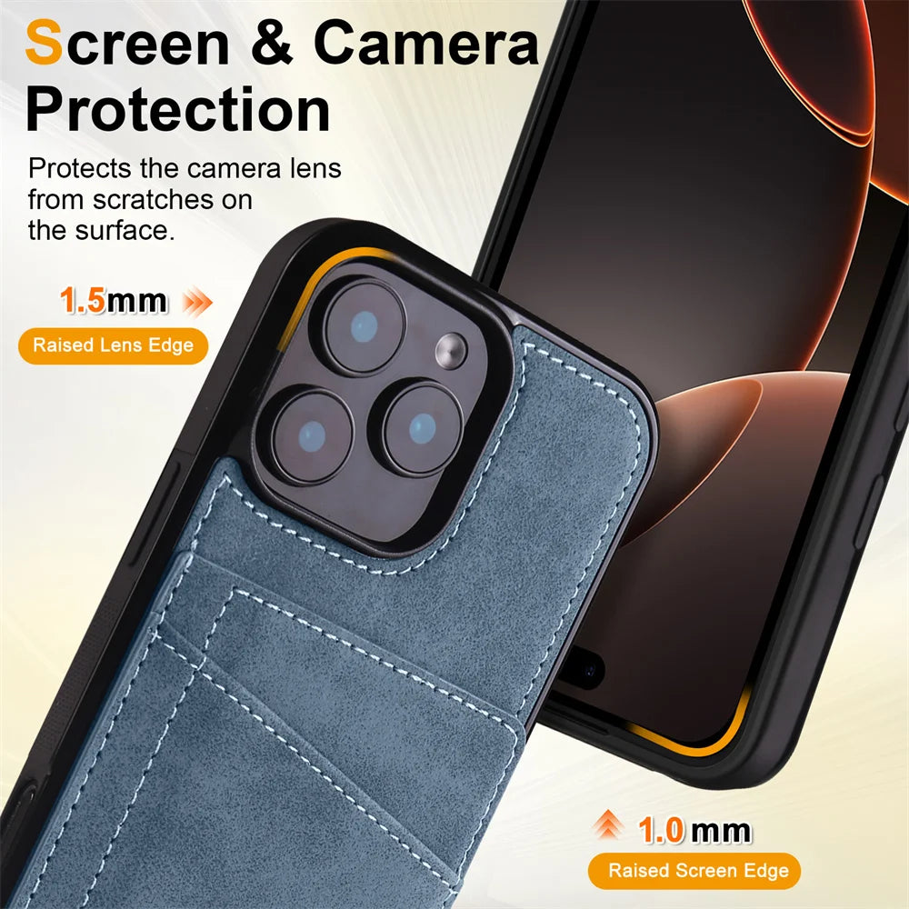 Luxury Leather Case For iPhone 16 15 14 13 12 11 Pro Max Case Cover For iPhone 16 15 14 Plus IP 16E 17 Air Phone Case Flip Cover