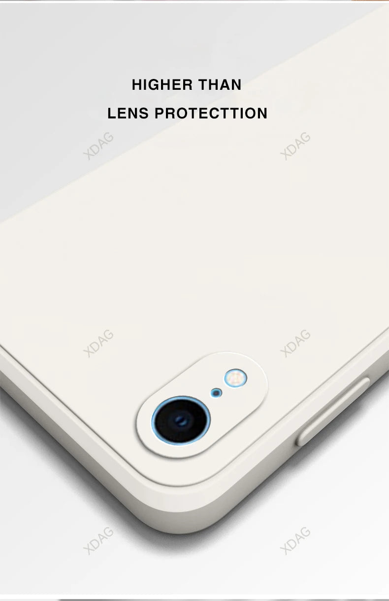 Original Square Phone Case for iPhone XR 5G Soft Back Cover Cute Liquid Silicone Shockproof Accessories Funda High Qualtiy Shell