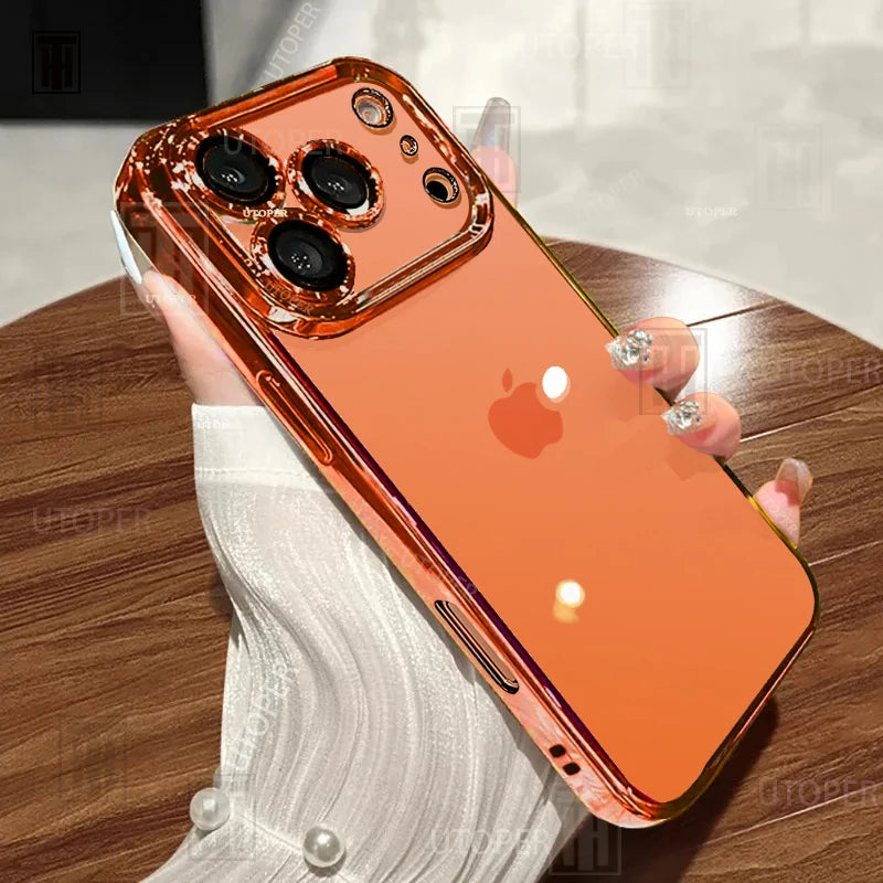 Colorful Border Clear Plating Soft 17 Phone Case for iPhone 17 Air 16 15 14 13 12 11 Pro Max Plus Soft TPU Lens Protect Cover