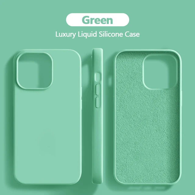 Luxury Liquid Silicone Case For iPhone 15 14 13 12 11 Pro Max Soft Cases For iPhone 12 13 mini X XR XS 8 7 Plus Shockproof Cover