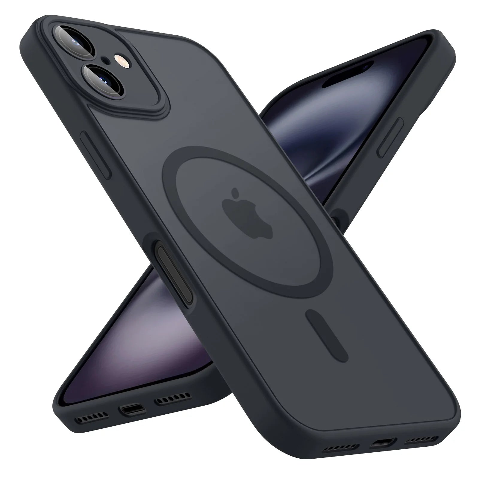 Luxury Frosted Phone Case For iPhone 16 15 14 13 12 11 Pro Max Plus 17 Air For Magsafe Matte Transparent Magnetic Cover