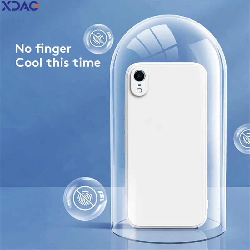 Original Square Phone Case for iPhone XR 5G Soft Back Cover Cute Liquid Silicone Shockproof Accessories Funda High Qualtiy Shell