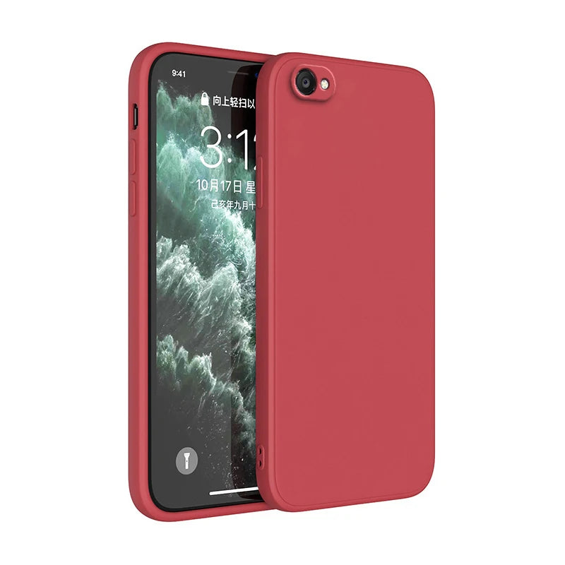 Square Liquid Silicone Soft Case For iphone 6 6s 7 8 Plus SE 2020 2022 Siquare Luxury Classic Phone Cover Funda