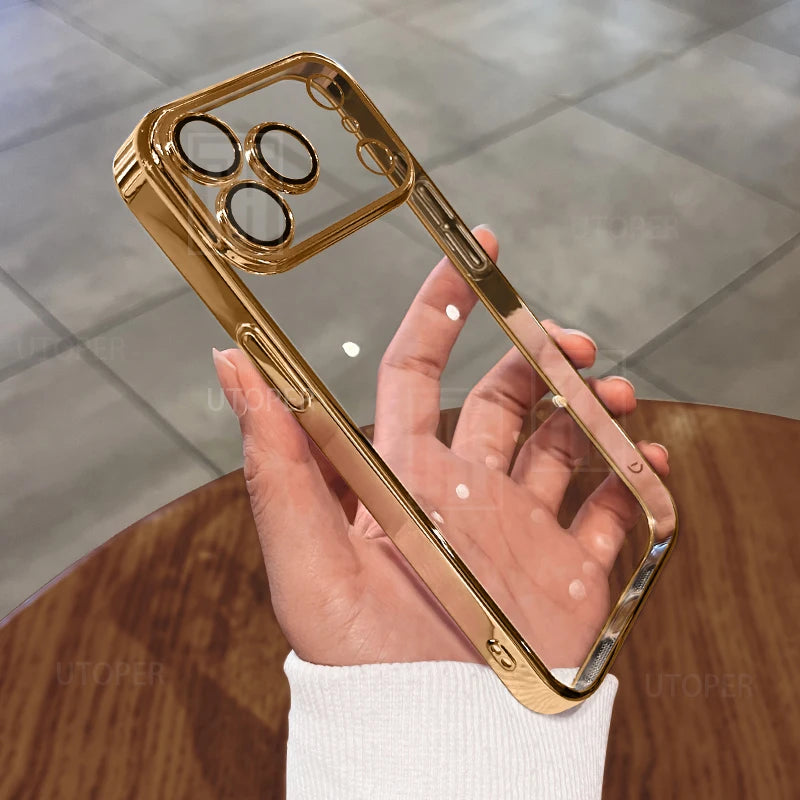 Colorful Border Clear Plating Soft 17 Phone Case for iPhone 17 Air 16 15 14 13 12 11 Pro Max Plus Soft TPU Lens Protect Cover