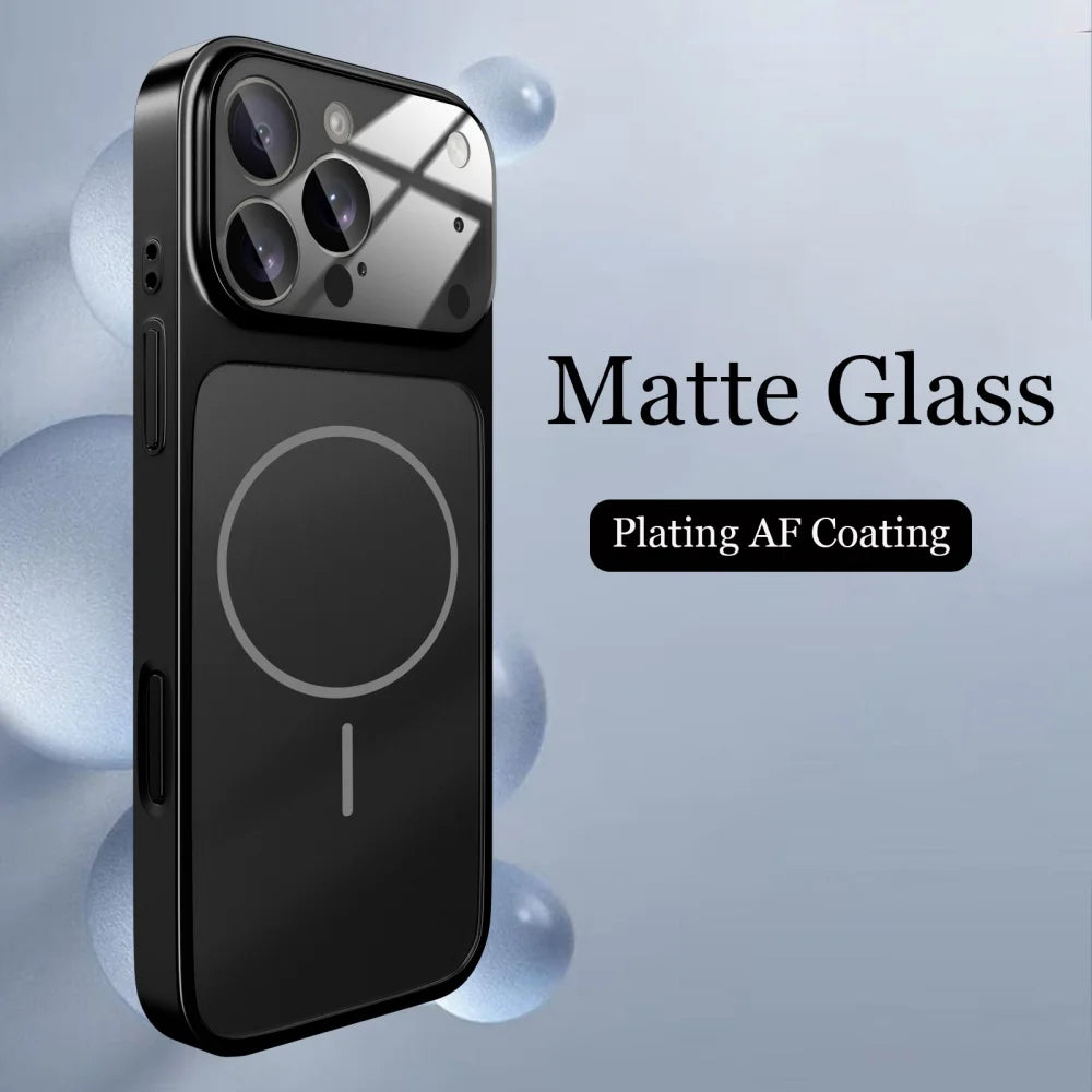 Original Glass Nano Matte Case For iPhone 17 Air 16 15 14 13 Pro Max 17Pro Magnetic For Magsafe Wireless Charging Armor Funda