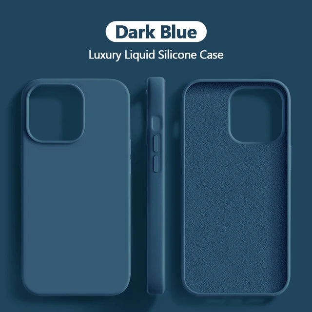 Luxury Liquid Silicone Case For iPhone 15 14 13 12 11 Pro Max Soft Cases For iPhone 12 13 mini X XR XS 8 7 Plus Shockproof Cover