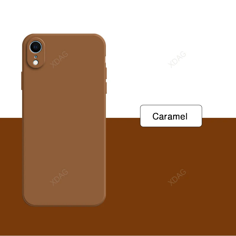 Original Square Phone Case for iPhone XR 5G Soft Back Cover Cute Liquid Silicone Shockproof Accessories Funda High Qualtiy Shell