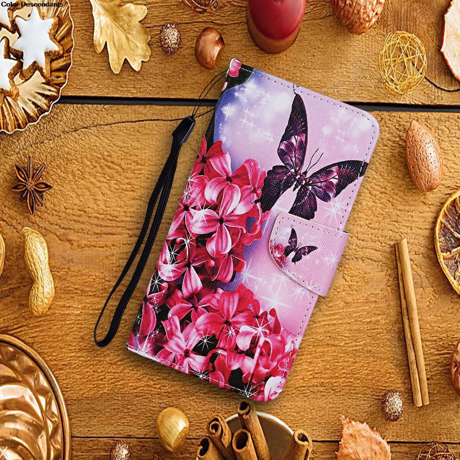 Painted Leather Case For iPhone 12 13 Pro Max mini SE 2020 15 Flip Wallet Card Slot Holder Phone Book Cover Flower Butterfly Cat