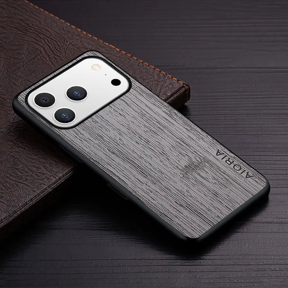 Case for iPhone 17 Pro Max Air case bamboo wood pattern Leather cover funda for iPhone 17 Pro Max coque case capa
