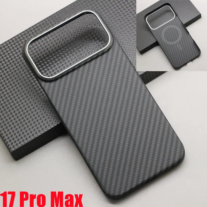 Amstar Magnetic Carbon Fiber Case for iPhone 17 Pro Max / 17 Pro Magsafe Case Aramid Fiber Magnetic Cover for iPhone 17 Air / 17