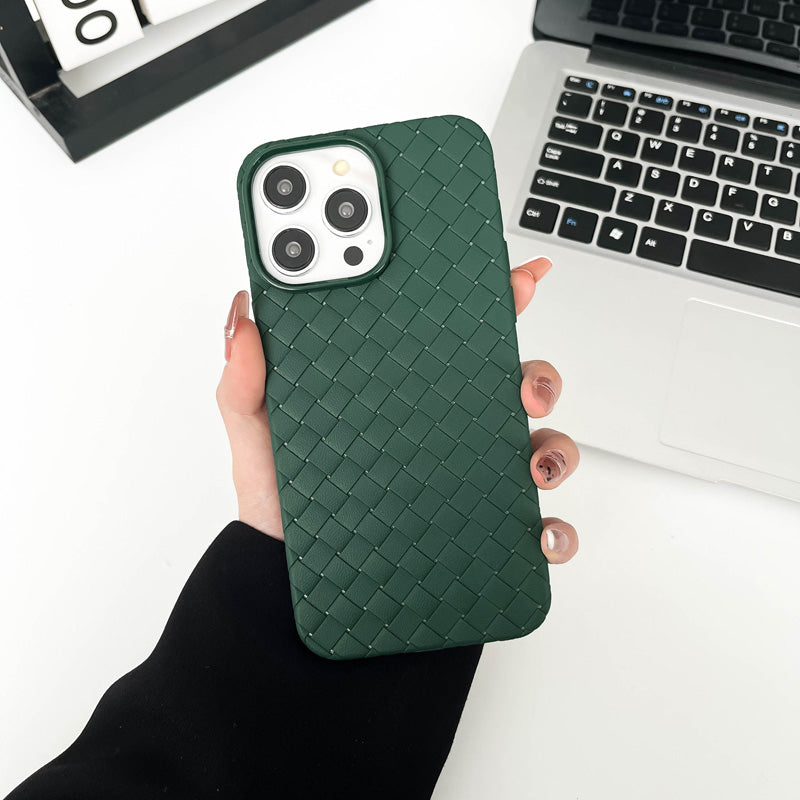 Braided Textured Phone Case for IPhone 17 16E 15 14 12 13 Pro Max Liquid Silicone Knitted Pattern Breathable Cooling Back Cover
