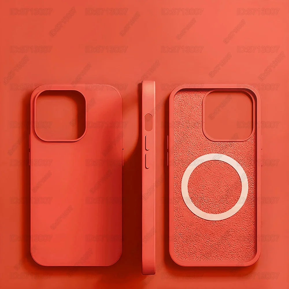 Magnetic Original Liquid Silicone Shockproof Case For iPhone 16 15 14 13 12 11 Pro Max 16 Plus For Magsafe Wireless Charge Cover