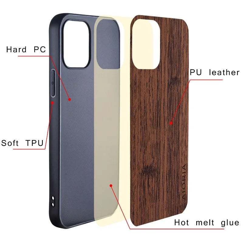 Case for iPhone 17 Pro Max Air case bamboo wood pattern Leather cover funda for iPhone 17 Pro Max coque case capa