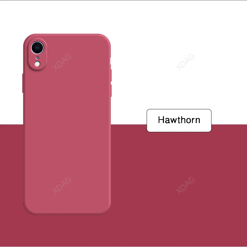 Original Square Phone Case for iPhone XR 5G Soft Back Cover Cute Liquid Silicone Shockproof Accessories Funda High Qualtiy Shell