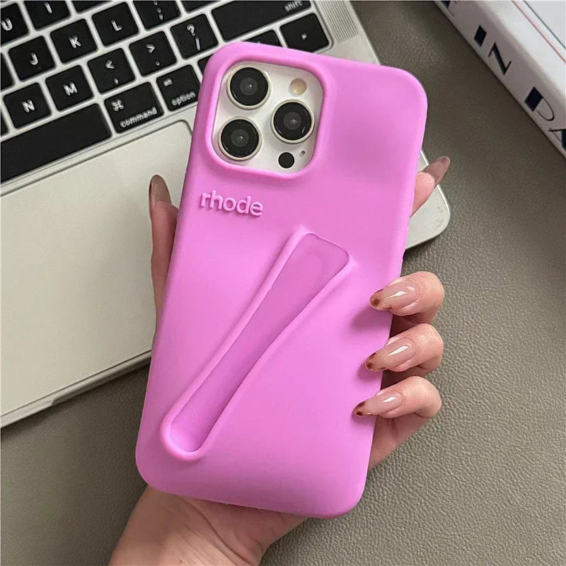 Lemontini Yellow Portable Lip Gloss Silicone Phone Case for IPhone 17 11 12 13 14 15 16 Pro Max Plus Lipstick Shockproof Cover