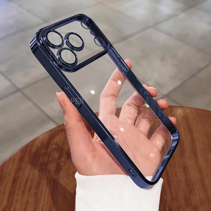 Colorful Border Clear Plating Soft 17 Phone Case for iPhone 17 Air 16 15 14 13 12 11 Pro Max Plus Soft TPU Lens Protect Cover